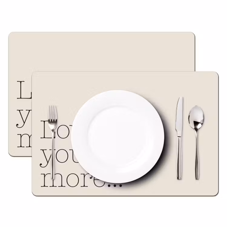 Placemat - 6 stuks - Minimalistisch - Love - Beige — 2