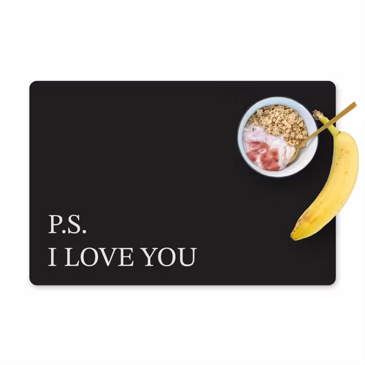Placemat - 6 stuks - Zwart - Minimalistisch - Valentijn — 1