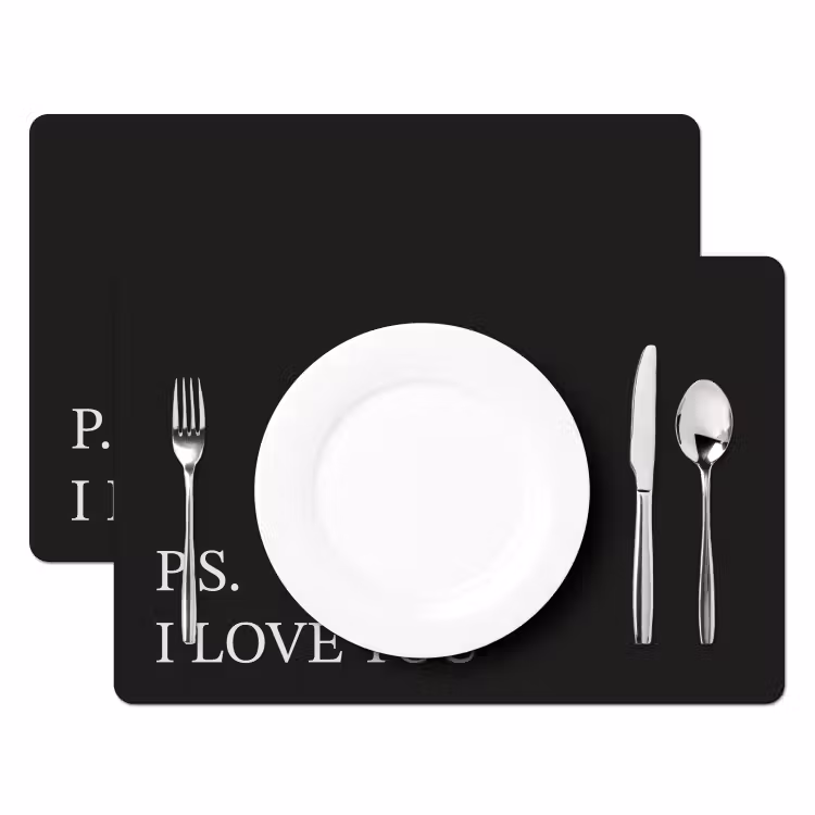 Placemat - 6 stuks - Zwart - Minimalistisch - Valentijn — 2