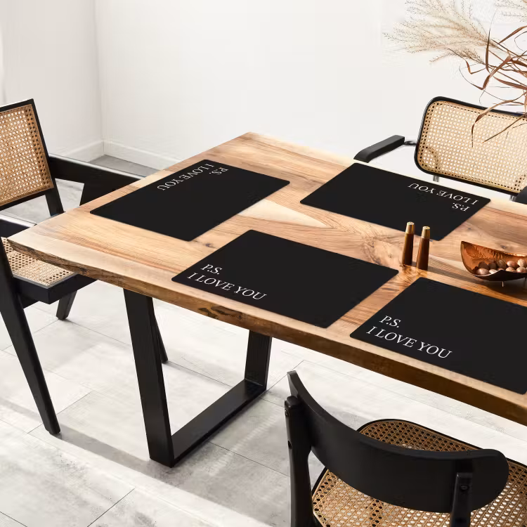 Placemat - 6 stuks - Zwart - Minimalistisch - Valentijn — 5