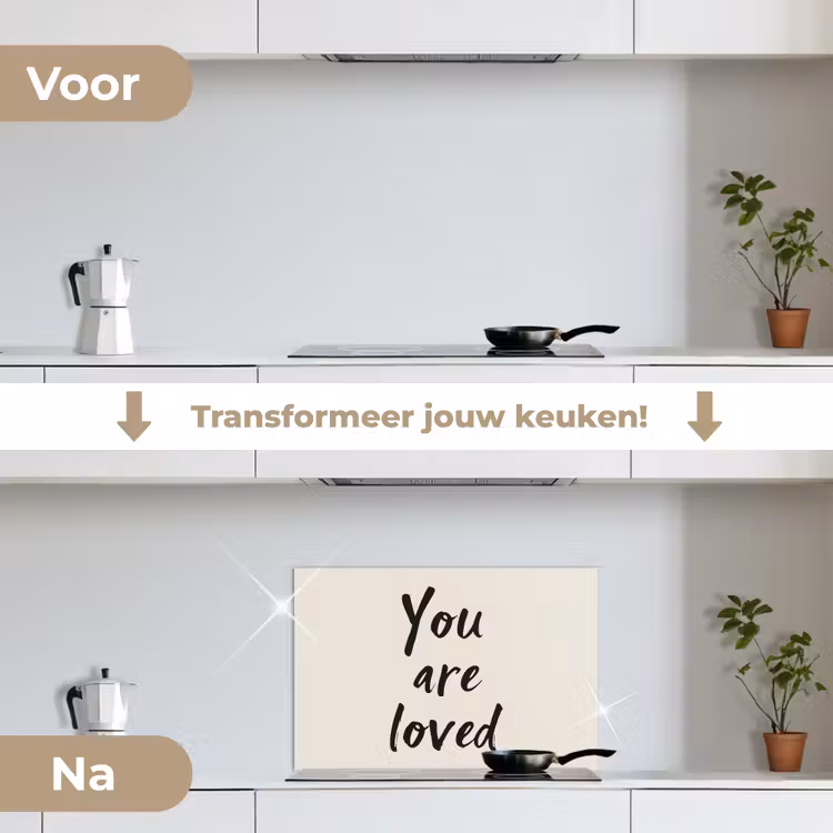 Spatscherm keuken - Minimalistisch - Beige - Love — 3