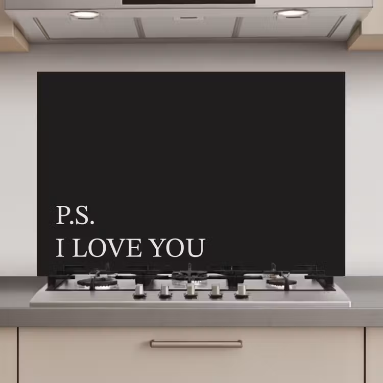 Spatscherm keuken - Zwart - Minimalistisch - Valentijn — 1