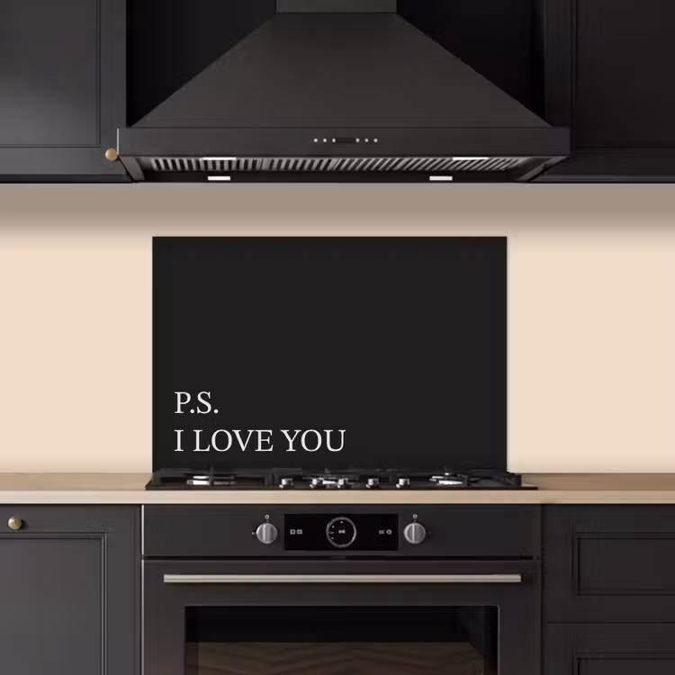 Spatscherm keuken - Zwart - Minimalistisch - Valentijn — 2