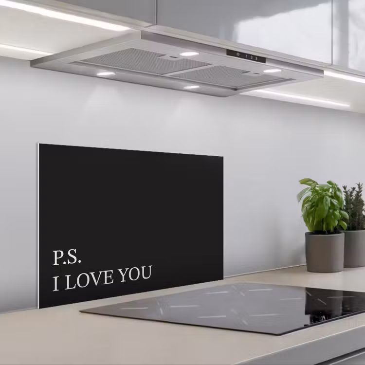 Spatscherm keuken - Zwart - Minimalistisch - Valentijn — 5