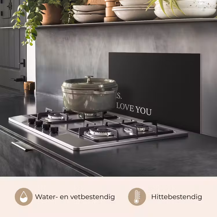 Spatscherm keuken - Zwart - Minimalistisch - Valentijn — 7