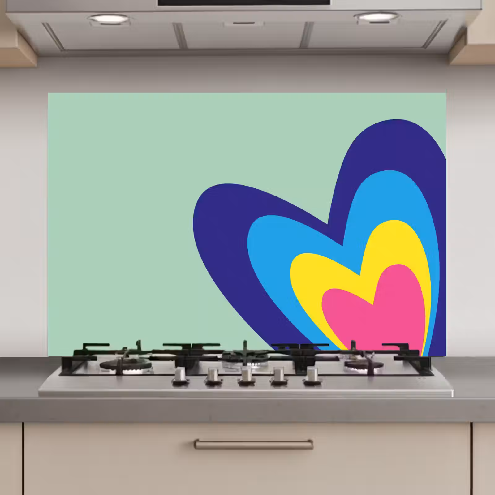 Spatscherm keuken - Hartjes - Kleurrijk - Valentijn — 1