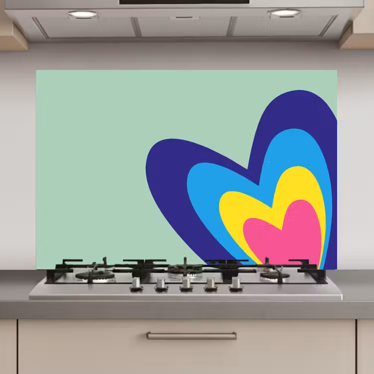 Spatscherm keuken - Hartjes - Kleurrijk - Valentijn — 1