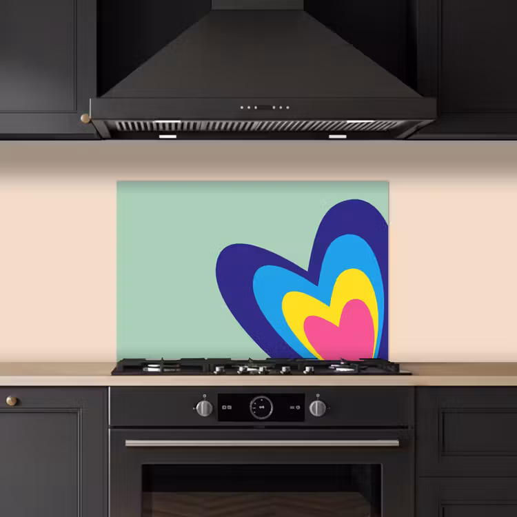 Spatscherm keuken - Hartjes - Kleurrijk - Valentijn — 2
