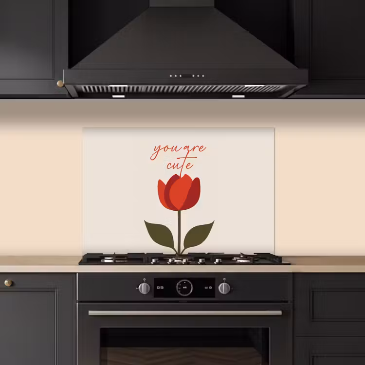 Spatscherm keuken - Roos - Rood - Bloem - Valentijn — 2