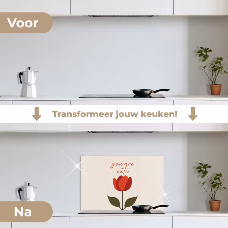 Spatscherm keuken - Roos - Rood - Bloem - Valentijn — 3