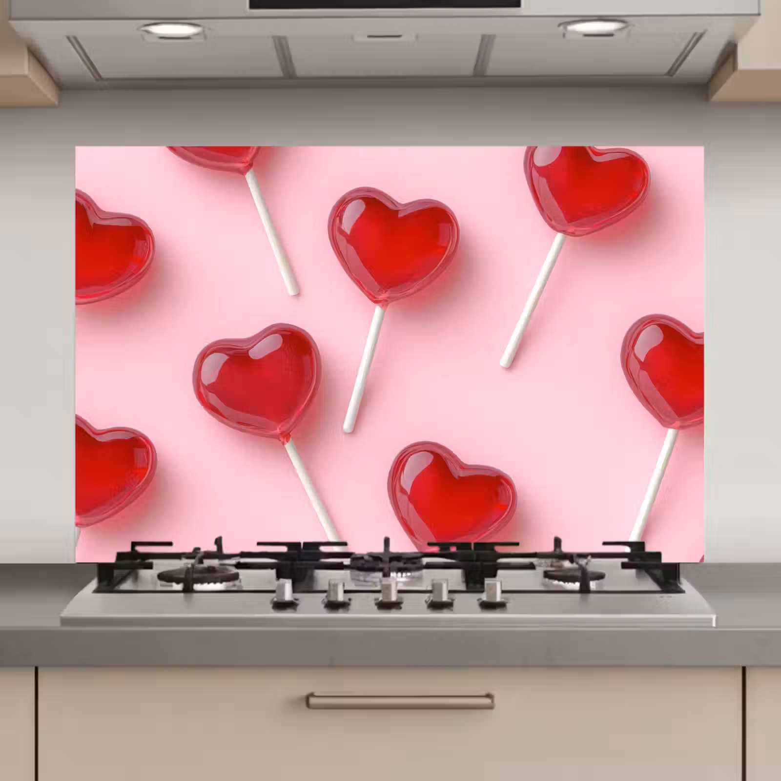 Spatscherm keuken - Lollies - Hartjes - Roze — 1