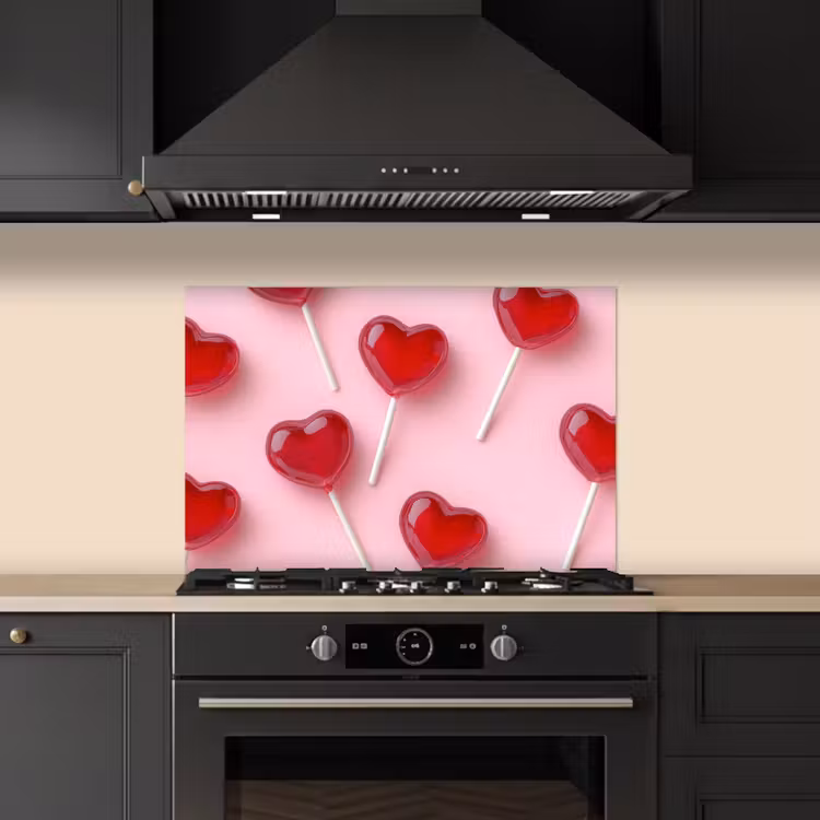 Spatscherm keuken - Lollies - Hartjes - Roze — 2
