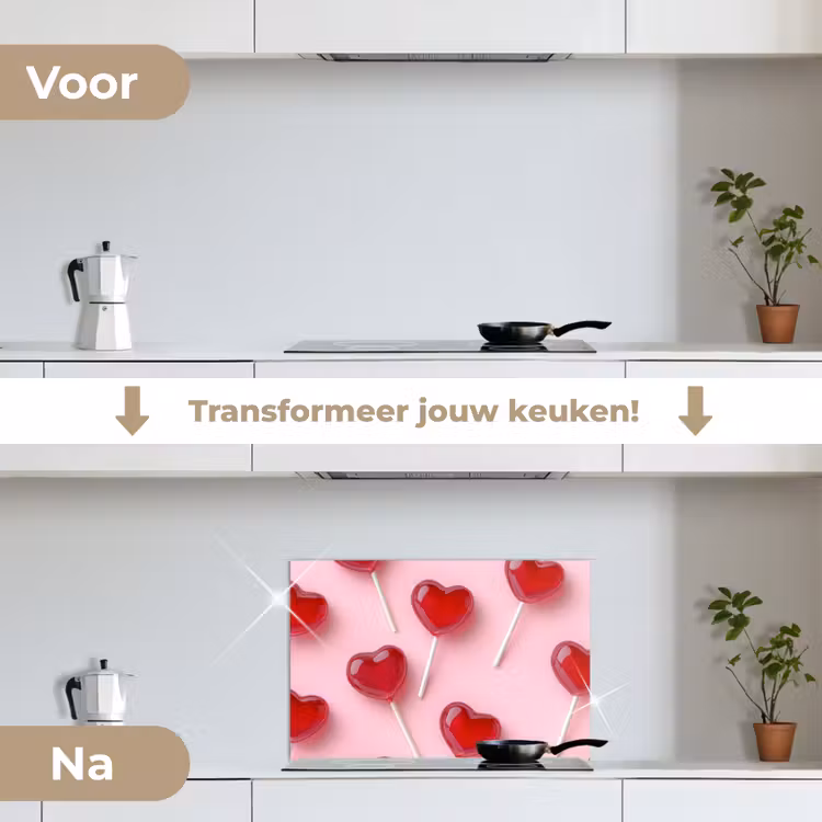 Spatscherm keuken - Lollies - Hartjes - Roze — 3