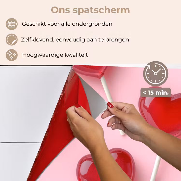 Spatscherm keuken - Lollies - Hartjes - Roze — 4
