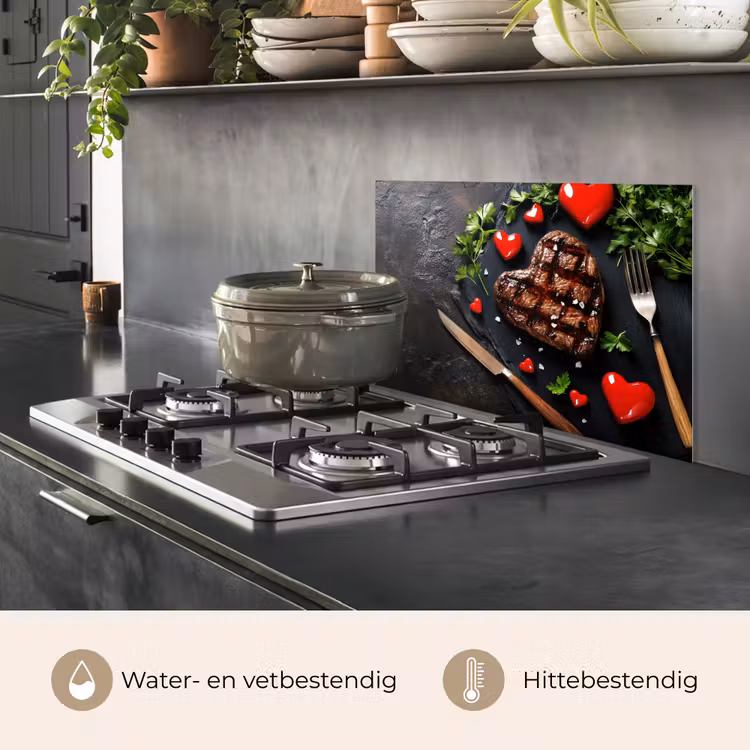 Spatscherm keuken - Steak - Hart - Bestek — 7