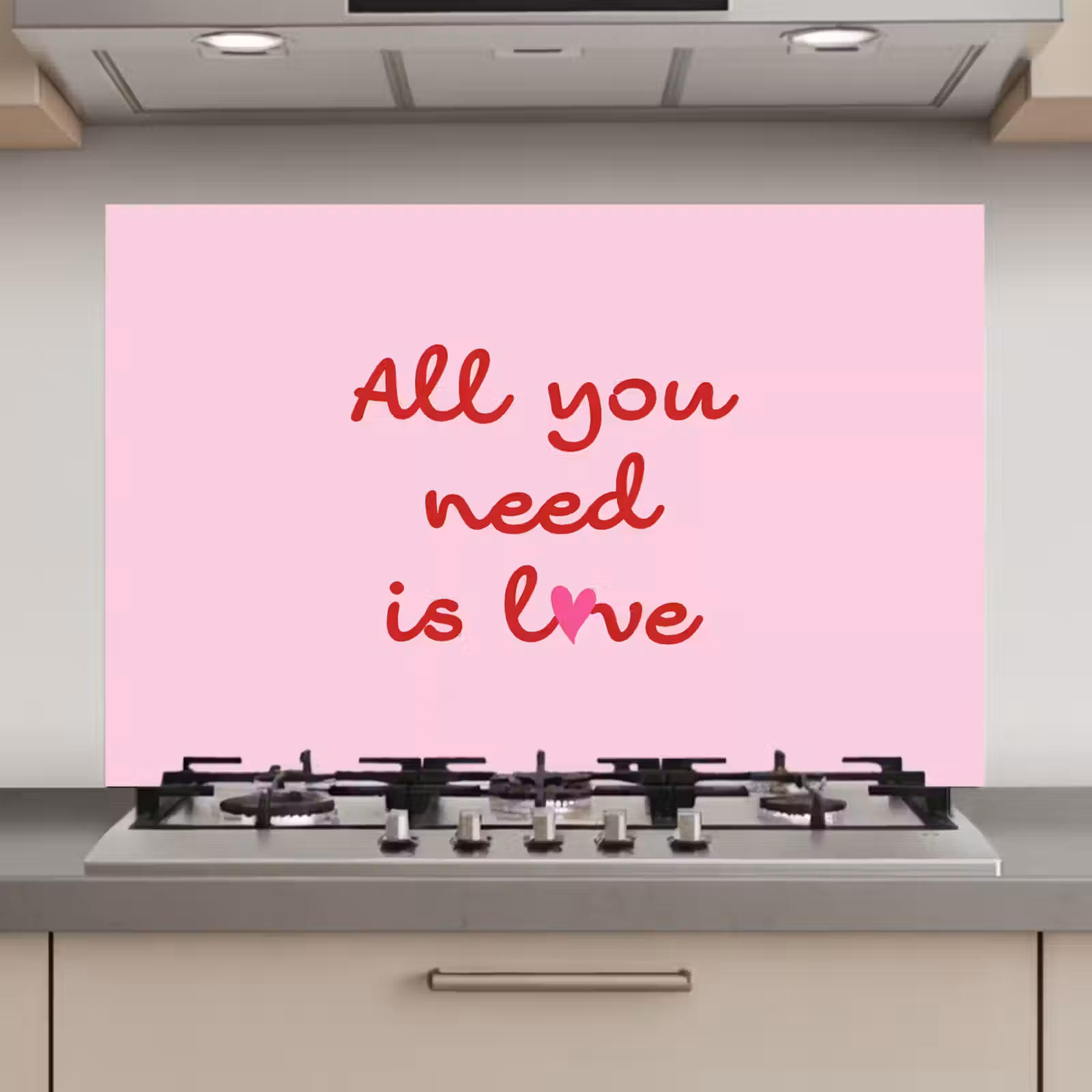 Spatscherm keuken - Tekst - Roze - Love - Hart — 1
