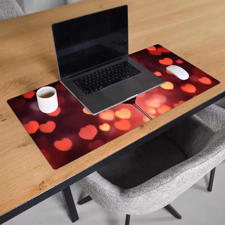 Bureau onderlegger - Rood - Wijn - Hartjes — 2