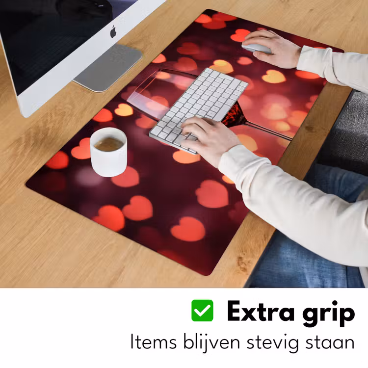 Bureau onderlegger - Rood - Wijn - Hartjes — 5