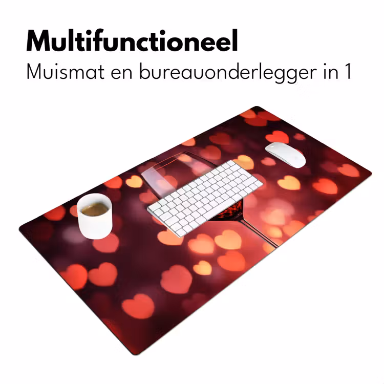 Bureau onderlegger - Rood - Wijn - Hartjes — 6
