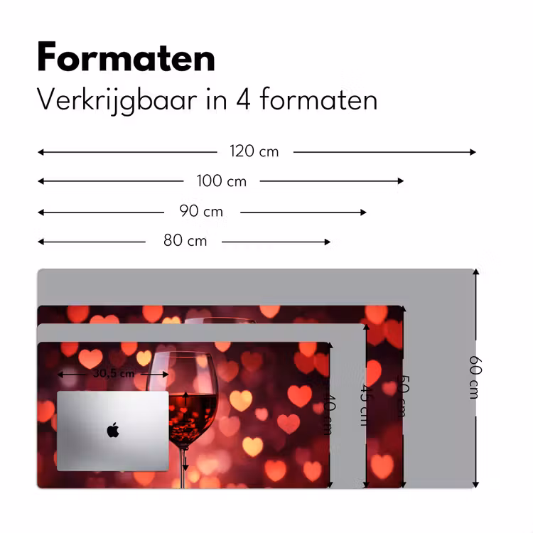Bureau onderlegger - Rood - Wijn - Hartjes — 7