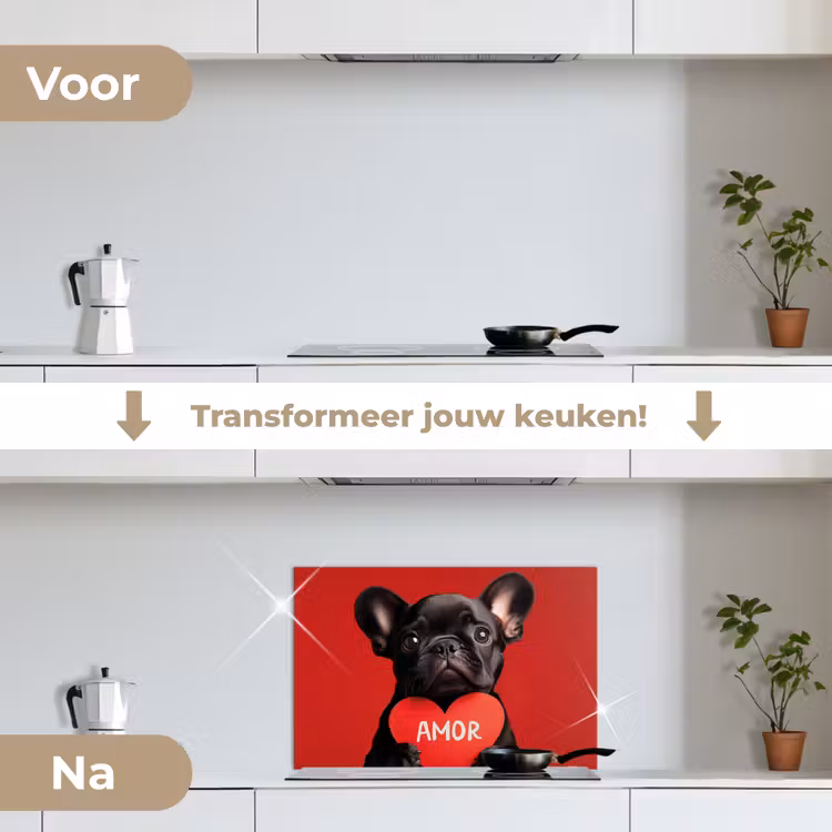 Spatscherm keuken - Amor - Hond - Hartje - Rood — 3