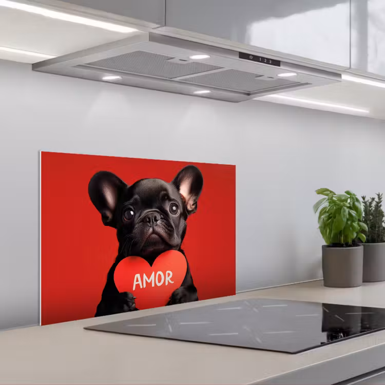 Spatscherm keuken - Amor - Hond - Hartje - Rood — 5