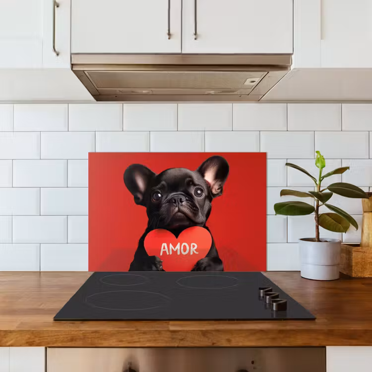 Spatscherm keuken - Amor - Hond - Hartje - Rood — 6