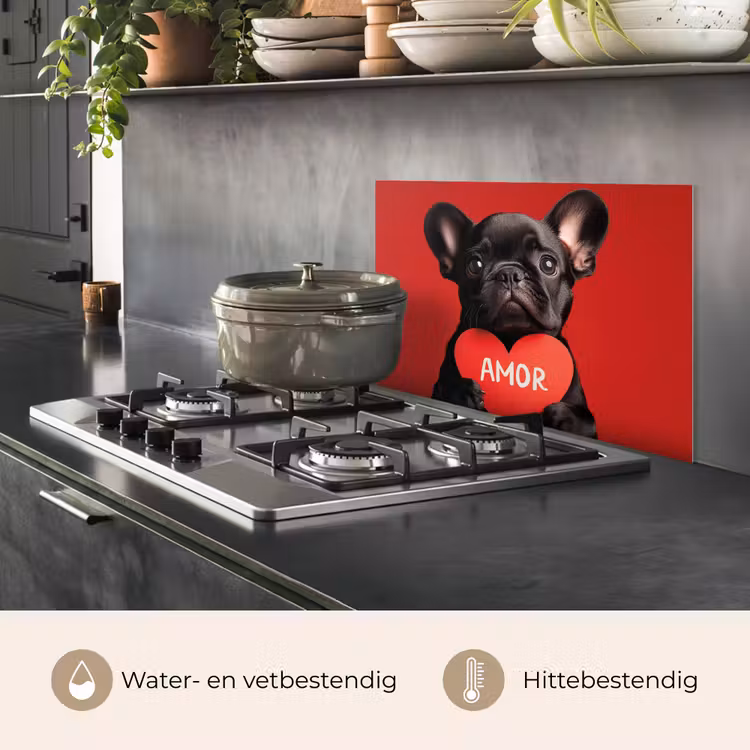Spatscherm keuken - Amor - Hond - Hartje - Rood — 7
