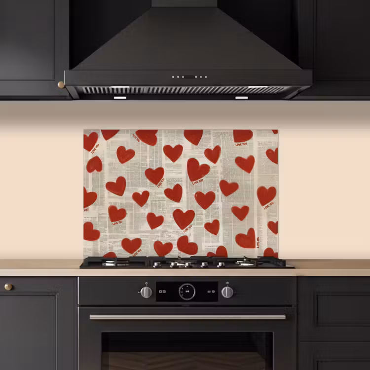 Spatscherm keuken - Hartjes - Krant - Loveyou — 2