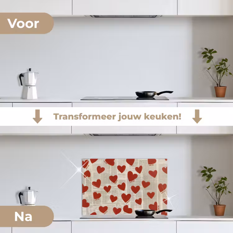 Spatscherm keuken - Hartjes - Krant - Loveyou — 3