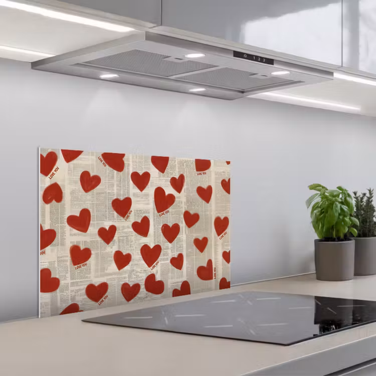 Spatscherm keuken - Hartjes - Krant - Loveyou — 5