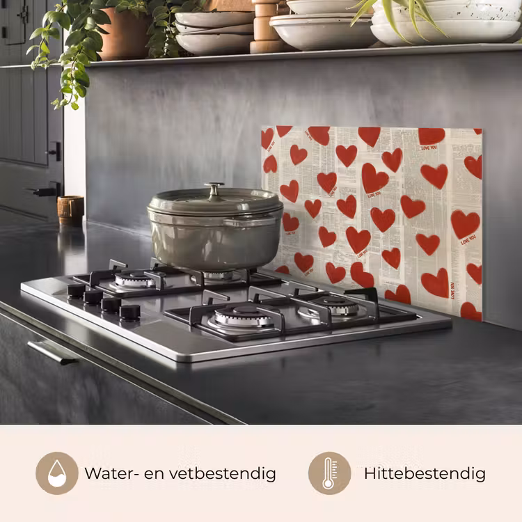 Spatscherm keuken - Hartjes - Krant - Loveyou — 7