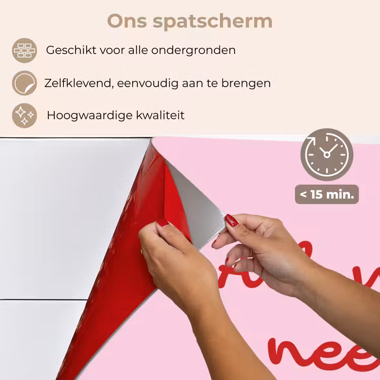 Spatscherm keuken - Tekst - Roze - Love - Hart — 4