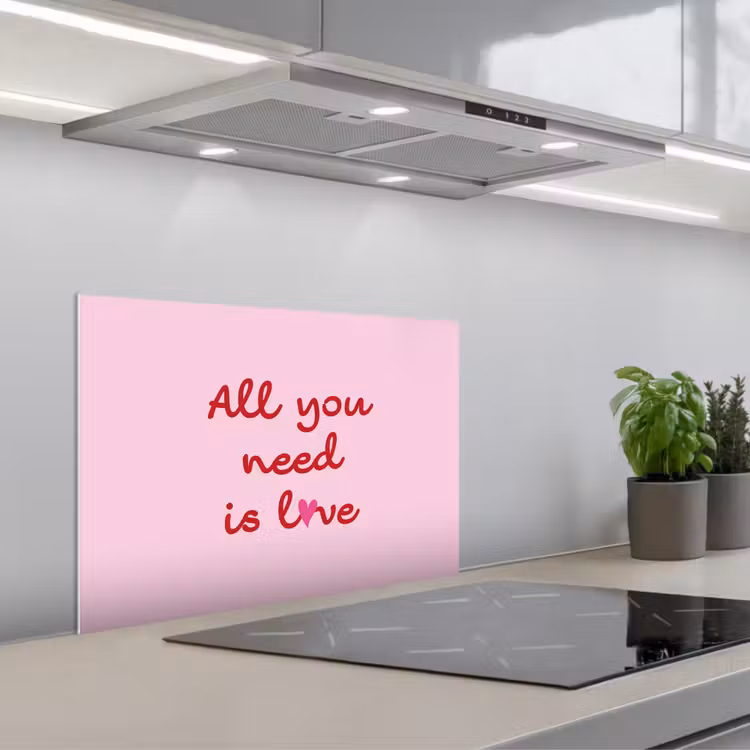 Spatscherm keuken - Tekst - Roze - Love - Hart — 5