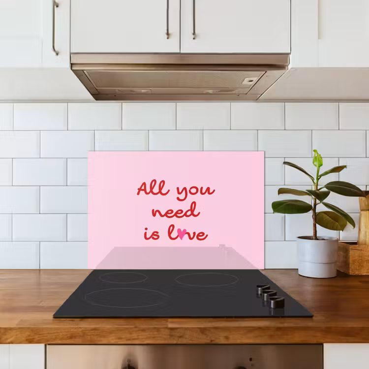 Spatscherm keuken - Tekst - Roze - Love - Hart — 6