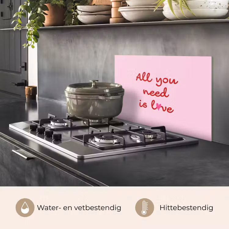 Spatscherm keuken - Tekst - Roze - Love - Hart — 7