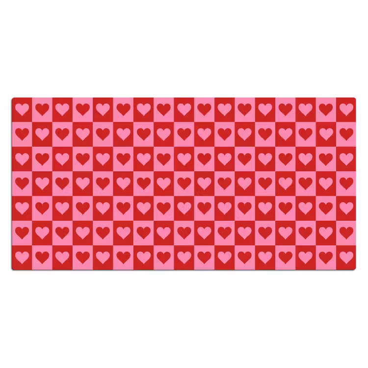 Bureau onderlegger - Rood - Roze - Schaakbord - Valentijn — 1