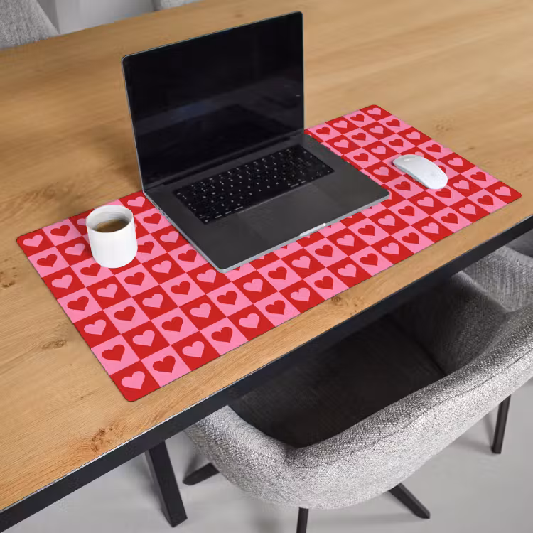 Bureau onderlegger - Rood - Roze - Schaakbord - Valentijn — 2