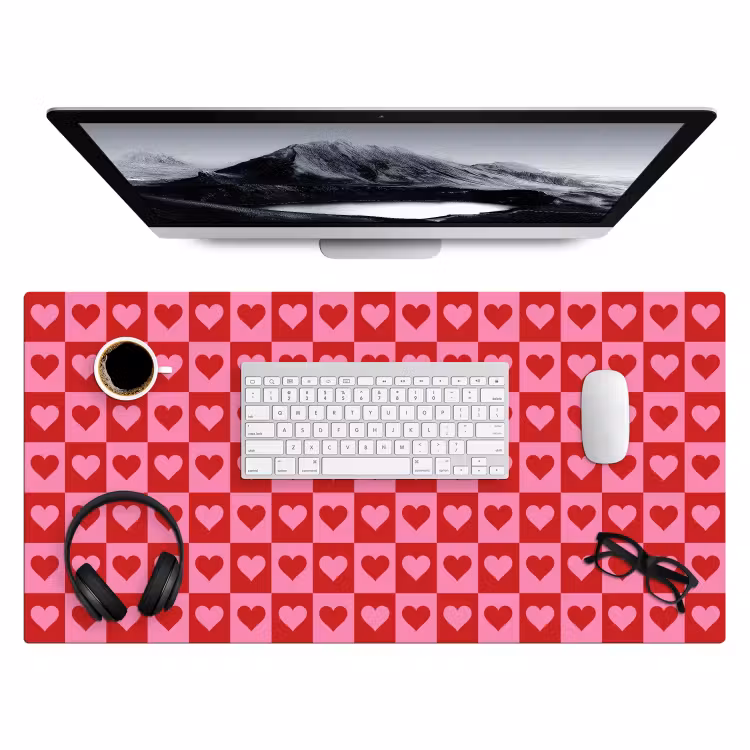 Bureau onderlegger - Rood - Roze - Schaakbord - Valentijn — 3