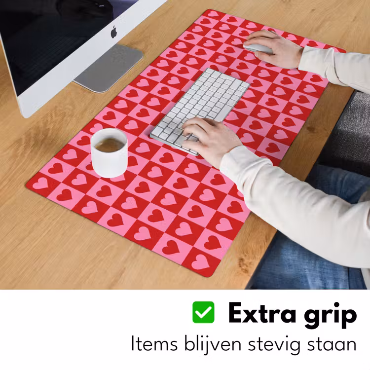 Bureau onderlegger - Rood - Roze - Schaakbord - Valentijn — 5