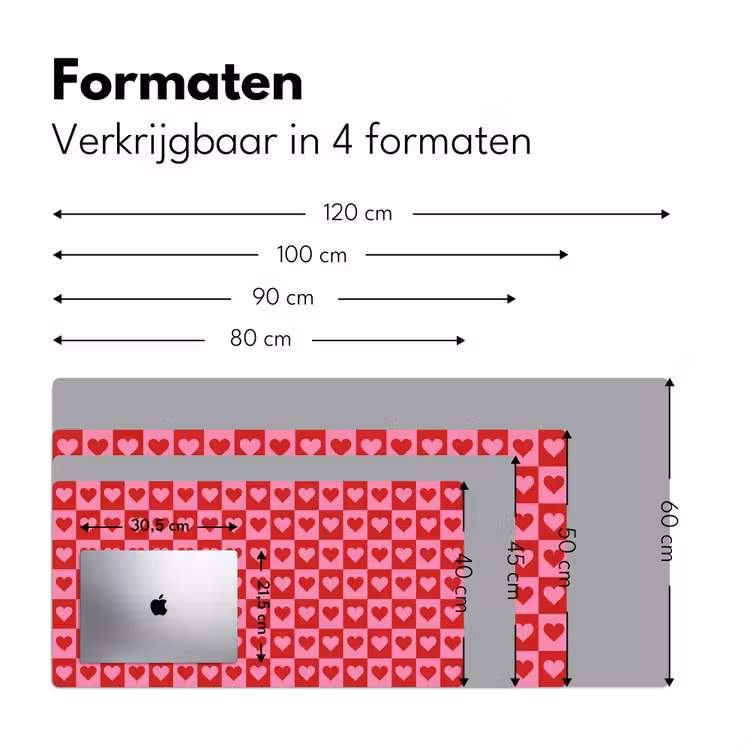 Bureau onderlegger - Rood - Roze - Schaakbord - Valentijn — 7