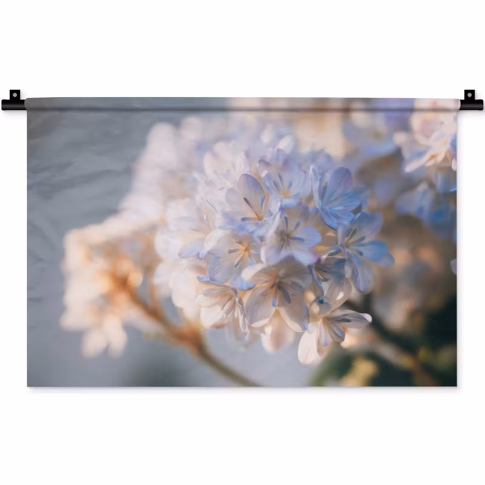 Wandkleed - Bloemen - Lichtblauw - Wazig - Trosje — 1
