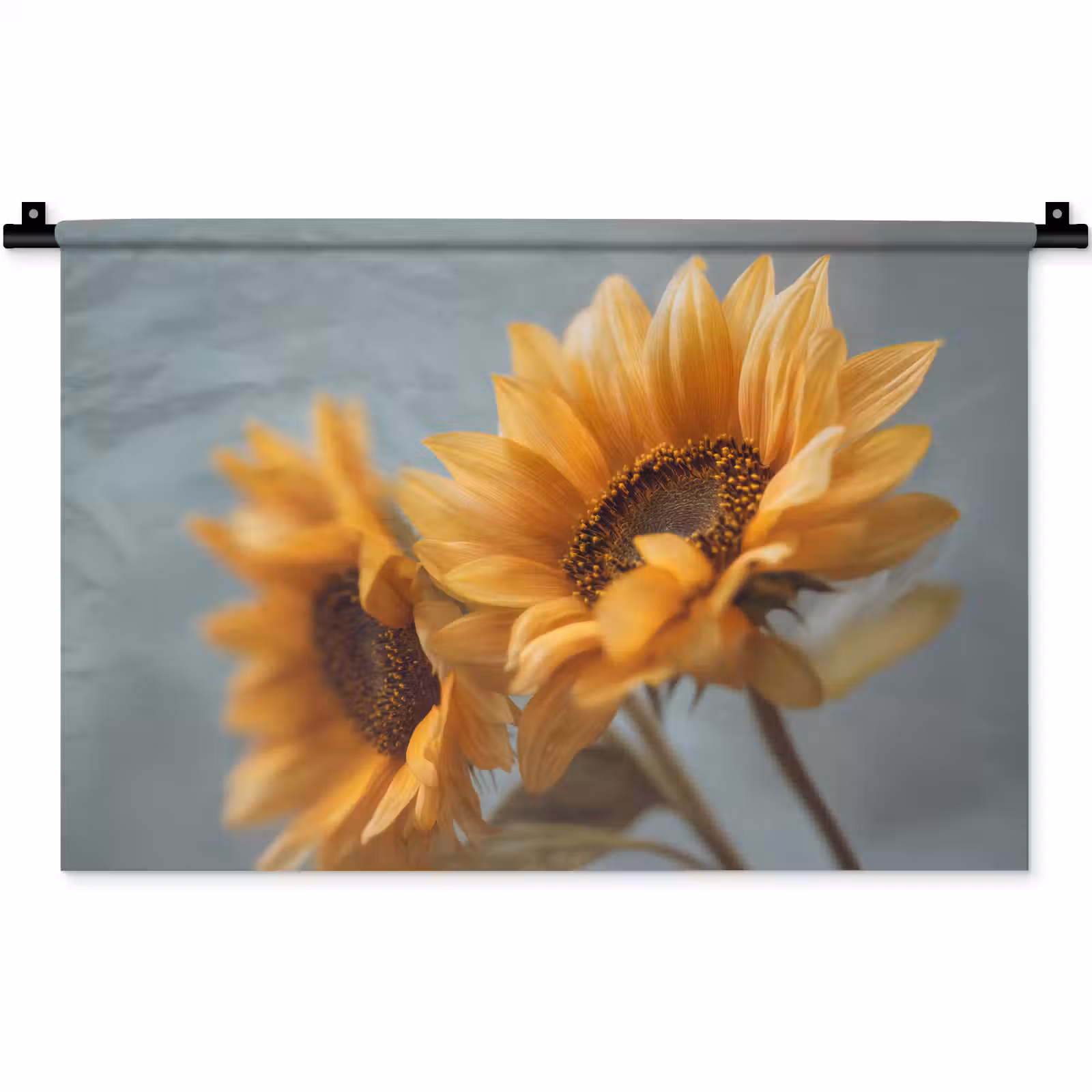Wandkleed - Zonnebloemen - Geel - Wazig — 1