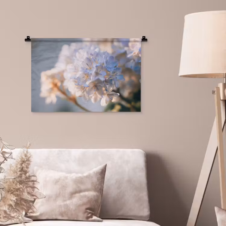 Wandkleed - Bloemen - Lichtblauw - Wazig - Trosje — 2