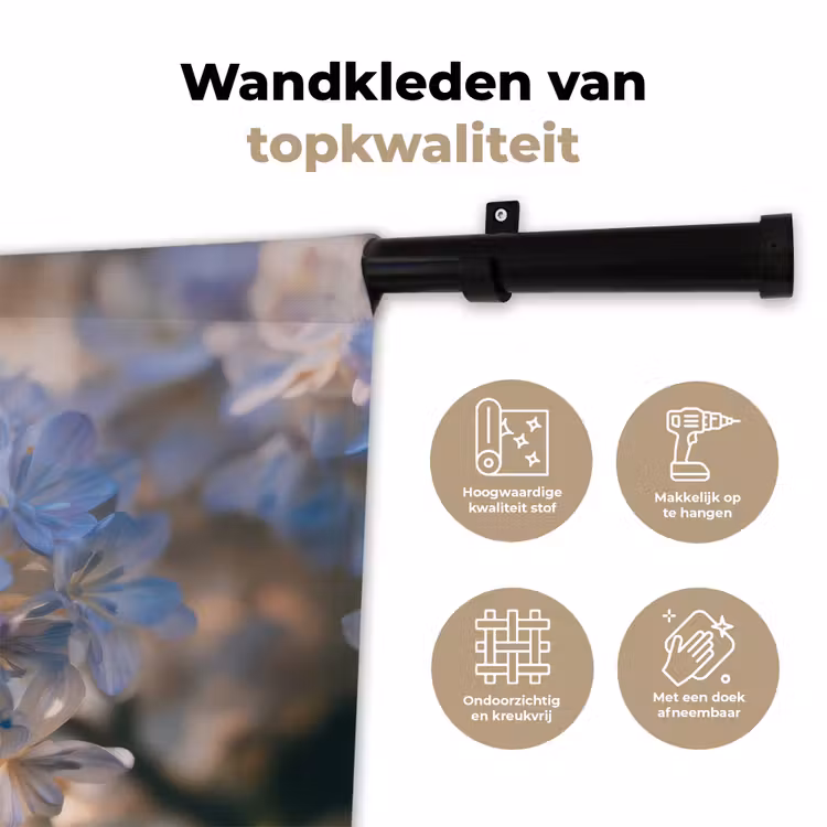 Wandkleed - Bloemen - Lichtblauw - Wazig - Trosje — 3