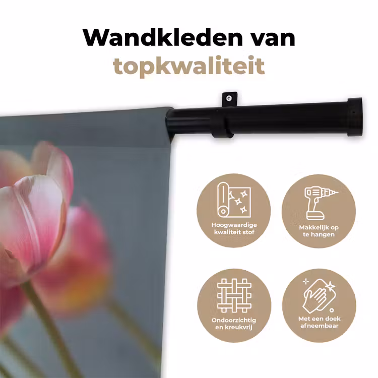 Wandkleed - Tulpen - Roze - Stelen — 3