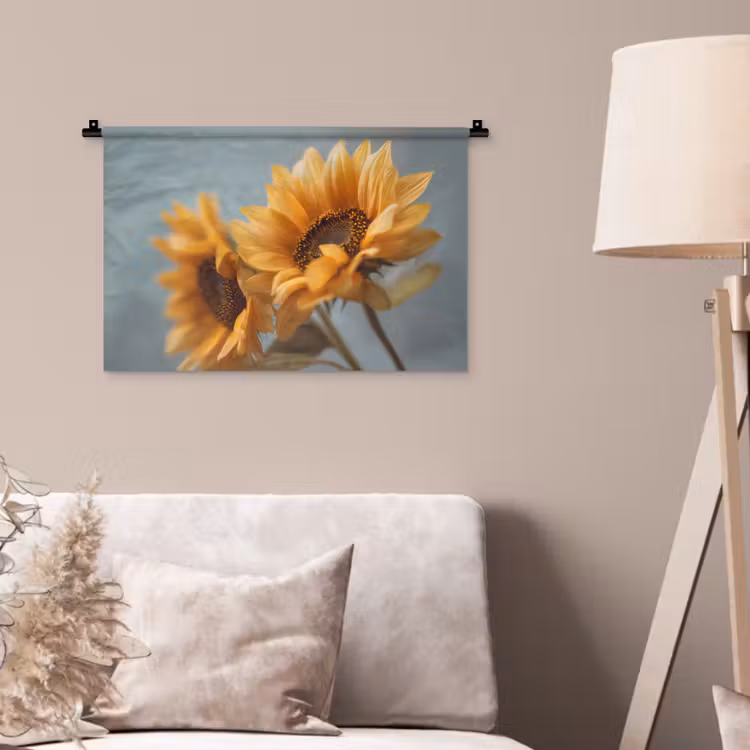 Wandkleed - Zonnebloemen - Geel - Wazig — 2