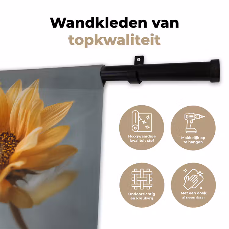 Wandkleed - Zonnebloemen - Geel - Wazig — 3
