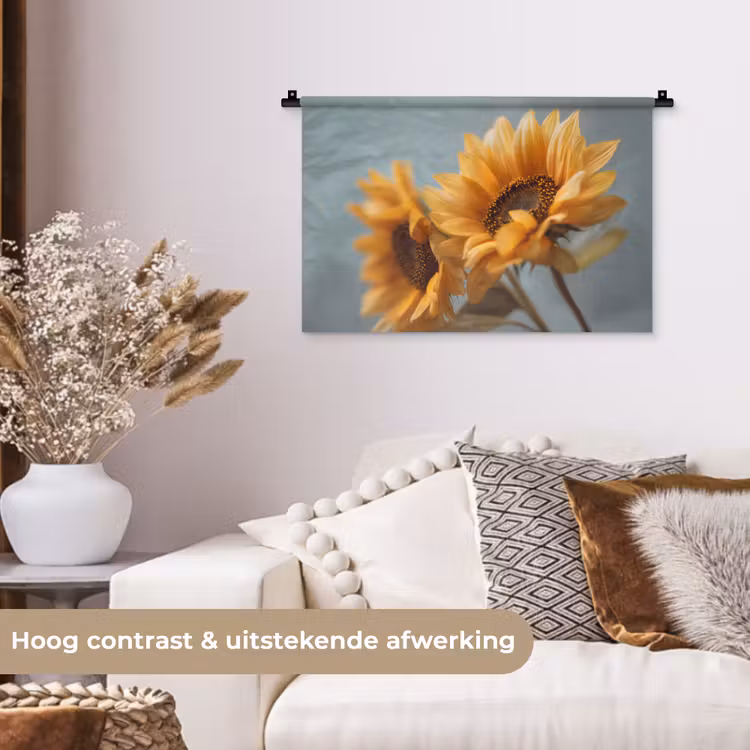 Wandkleed - Zonnebloemen - Geel - Wazig — 4