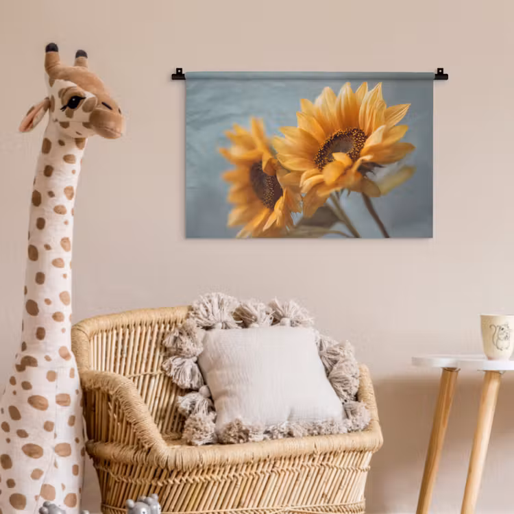 Wandkleed - Zonnebloemen - Geel - Wazig — 5